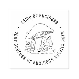 Cottagecore Mushroom Business Name Return Address Self-inking Stamp