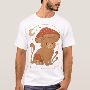 Cottagecore Mushroom Cat with Hat � Cute Vintage G T-Shirt