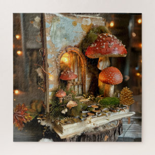 Cottagecore Mushroom Fairy Book Scrapbook Journal Jigsaw Puzzle