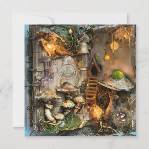 Cottagecore Mushroom Fairy House Scrapbook Page Invitation