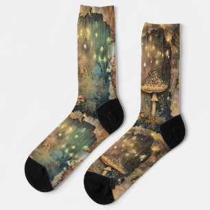 Cottagecore Mushroom Fairy Lights Forest Socks