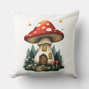 Cottagecore Mushroom House Aesthetic for Nature Lo Cushion