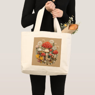 Cottagecore Mushroom  Large Tote Bag