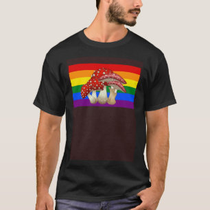 Cottagecore Mushroom Love Gay Pride Flag Mycology  T-Shirt