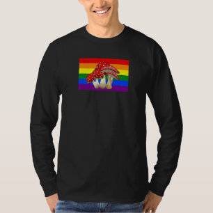 Cottagecore Mushroom Love Gay Pride Flag Mycology T-Shirt