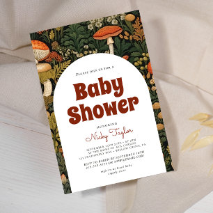 Cottagecore Mushroom Seamless Baby Shower Invitation
