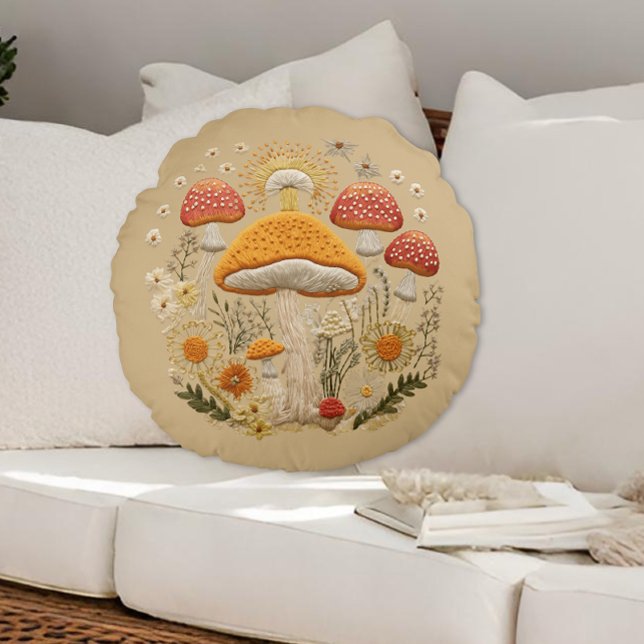Cottagecore MushroomRound Pillow (Creator Uploaded)