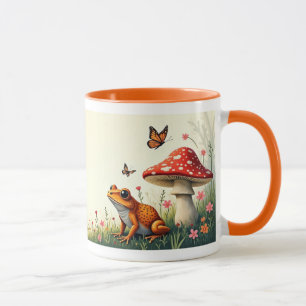 Cottagecore Mushrooms and Frog Mug