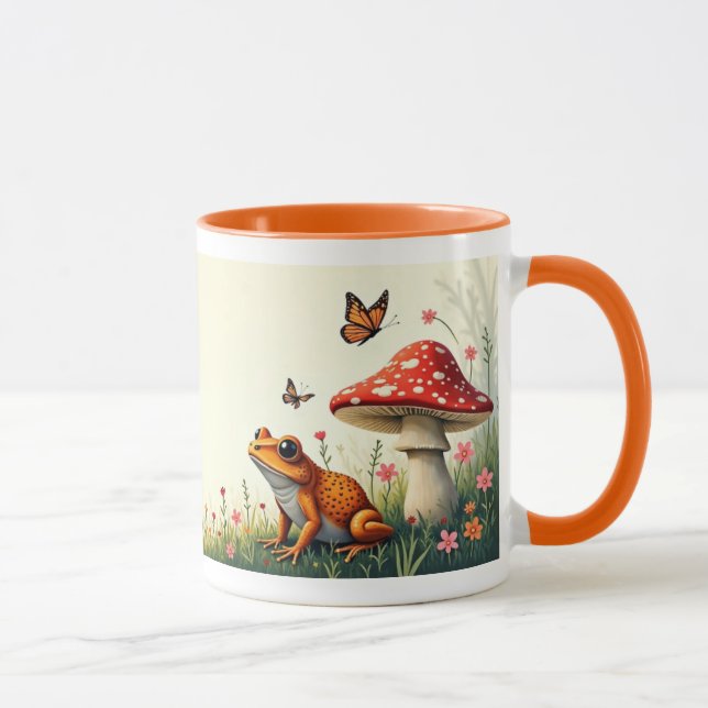Cottagecore Mushrooms and Frog Mug (Right)