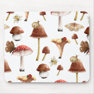 Cottagecore Mushrooms and Insects Forest Woodland Mouse Mat