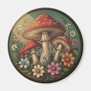 Cottagecore Mushrooms and Wildflowers Magnet