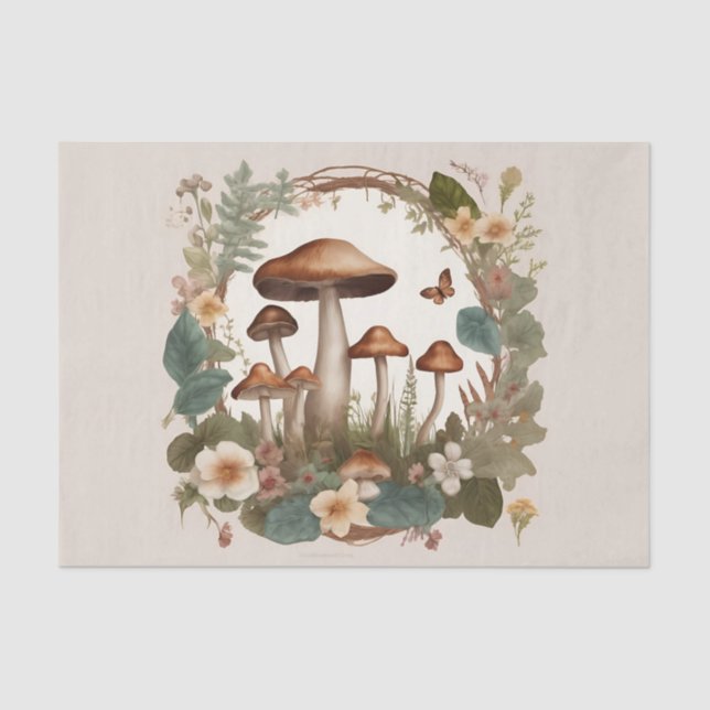 Cottagecore Mushrooms Decoupage Tissue Paper (Front)