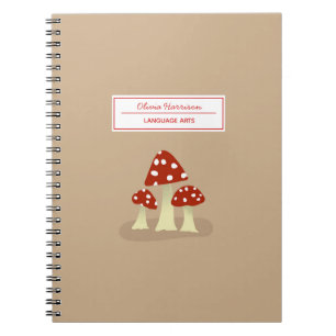Cottagecore Mushrooms Name and Subject  Notebook