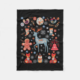 Cottagecore Nordic Hygge Folk Art Scandinavian Chr Fleece Blanket