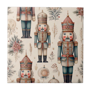 Cottagecore Nutcracker Sage Mauve Gold Holiday Tile