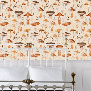 Cottagecore Orange Cap Mushrooms Wallpaper