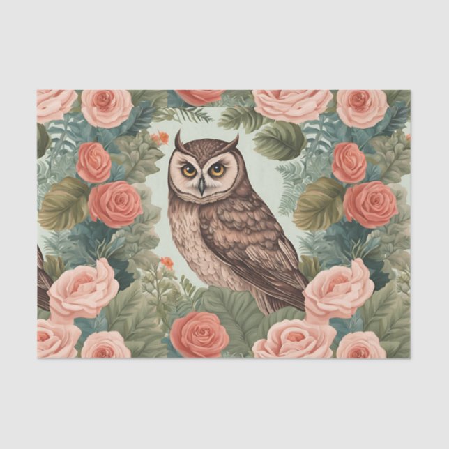 Cottagecore Owl Decoupage Tissue Paper (Front)