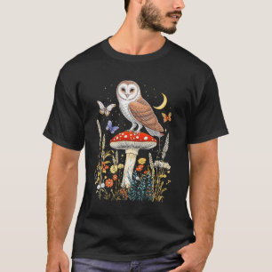 Cottagecore Owl Moon Vintage Stars Nature Cute Aes T-Shirt