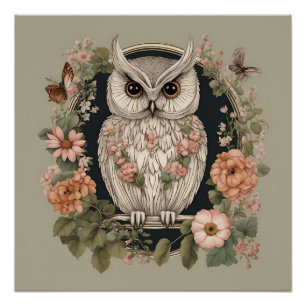 Cottagecore Owl Poster