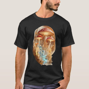 Cottagecore Papercut Waterfall and Mushrooms T-Shi T-Shirt