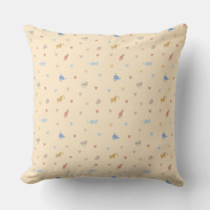 Cottagecore Pastel Cosy Cats & Hearts  Cushion