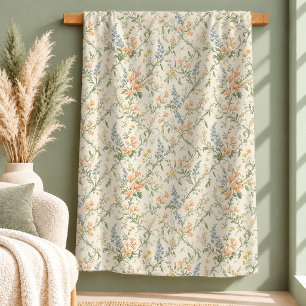 Cottagecore Pastel Green Flowers Cosy Blanket
