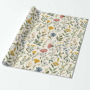 Cottagecore Pastel Wildflowers Gift Wrapping Paper