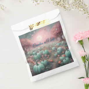 Cottagecore personalised Pink & Mint Pumpkin Patch Favour Bags