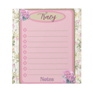 Cottagecore Pink Floral Garden Custom Notepad