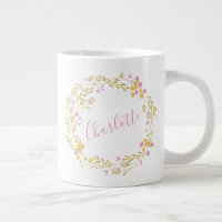 Cottagecore Pink Green Dainty Floral Wreath Name