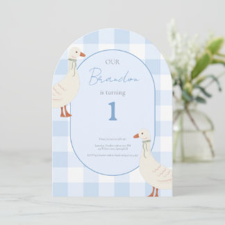 Cottagecore Plaid &Duckling Birthday Invitation