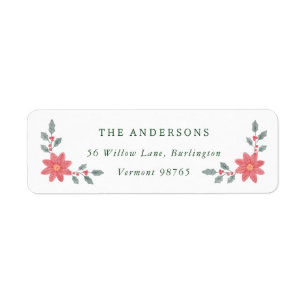 Cottagecore Poinsettia Christmas Return Address