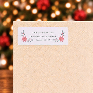 Cottagecore Poinsettia Christmas Return Address