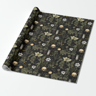 Cottagecore pumpkin skulls  wrapping paper