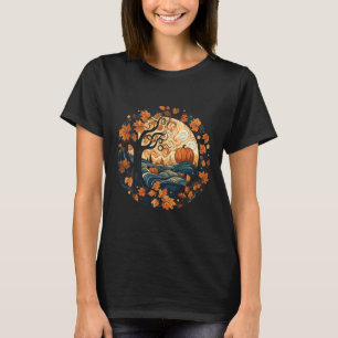 Cottagecore Pumpkins Leaves Trees Fall Women's Gra T-Shirt