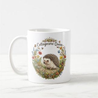 Cottagecore Queen Cute Hedgehog Floral Wreath  Coffee Mug