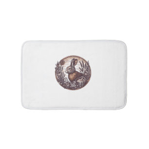 Cottagecore Rabbit Wild Hare Boho Rustic Bath Mat