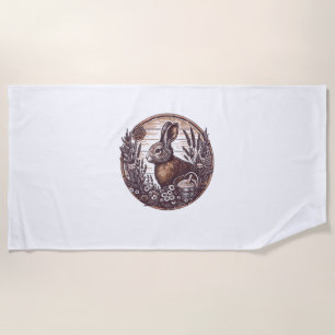 Cottagecore Rabbit Wild Hare Boho Rustic Beach Towel