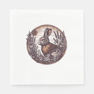 Cottagecore Rabbit Wild Hare Boho Rustic Napkin