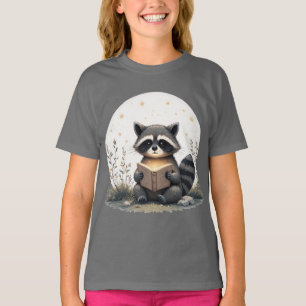 Cottagecore Racoon Reading Book WhimsicalWoodland T-Shirt