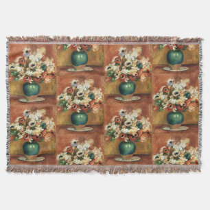 Cottagecore Renoir Floral Bouquet Fine Art Throw Blanket