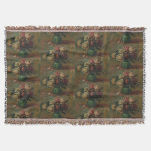 Cottagecore Renoir Floral Vintage Rose Art Throw Blanket