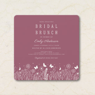 Cottagecore Rosewood Floral Bridal Brunch Invite