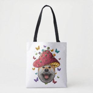 Cottagecore Shiba Inu Aesthetic Mushroom Cute Tote Bag