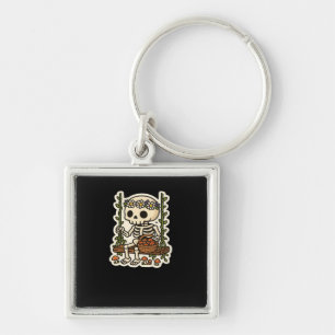 Cottagecore Skeleton With Flower Crown Key Ring