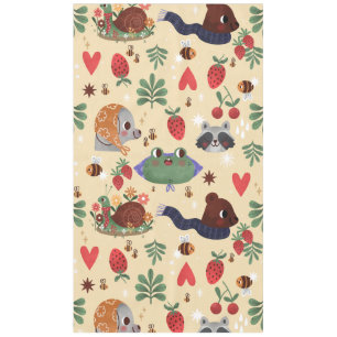 cottagecore snail garden bee frog racoon bear tablecloth
