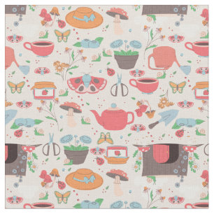 cottagecore snail strawberry jam whimsical garden fabric