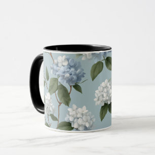 Cottagecore Soft Blue Hydrangea Floral Pattern Mug