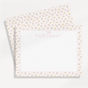 Cottagecore Soft Pink Floral Nursery Note Card