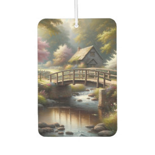 Cottagecore Spring Bridge Cottage Scene Car Air Freshener